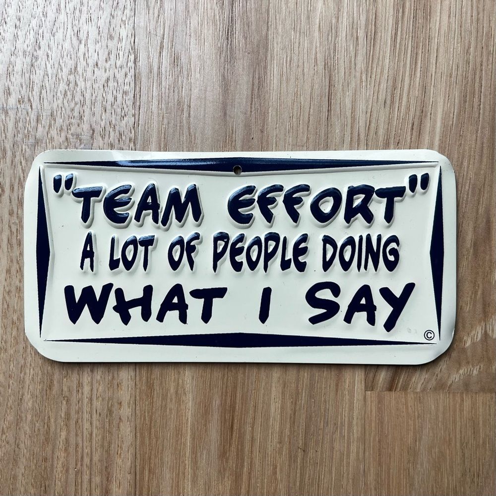 5/$20 "Team Effort a Lot of People Doing What I Say" Mini License Plate Magnet